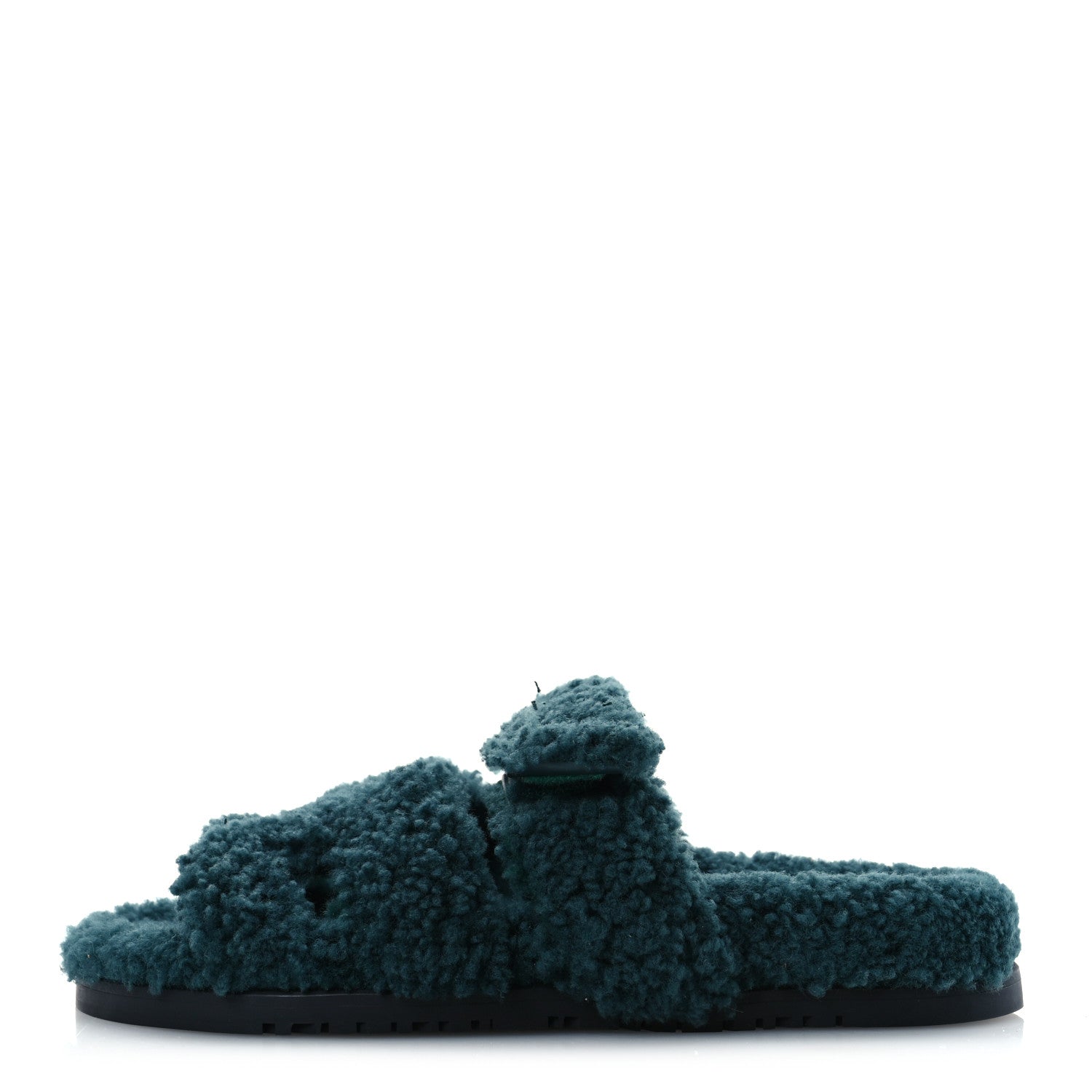 Hermes Woolskin Womens Chypre Sandals 37 Vert Anglais 1 of 12