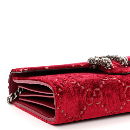 Gucci Velvet GG Monogram Mini Dionysus Chain Wallet Red Cipria 8 of 9
