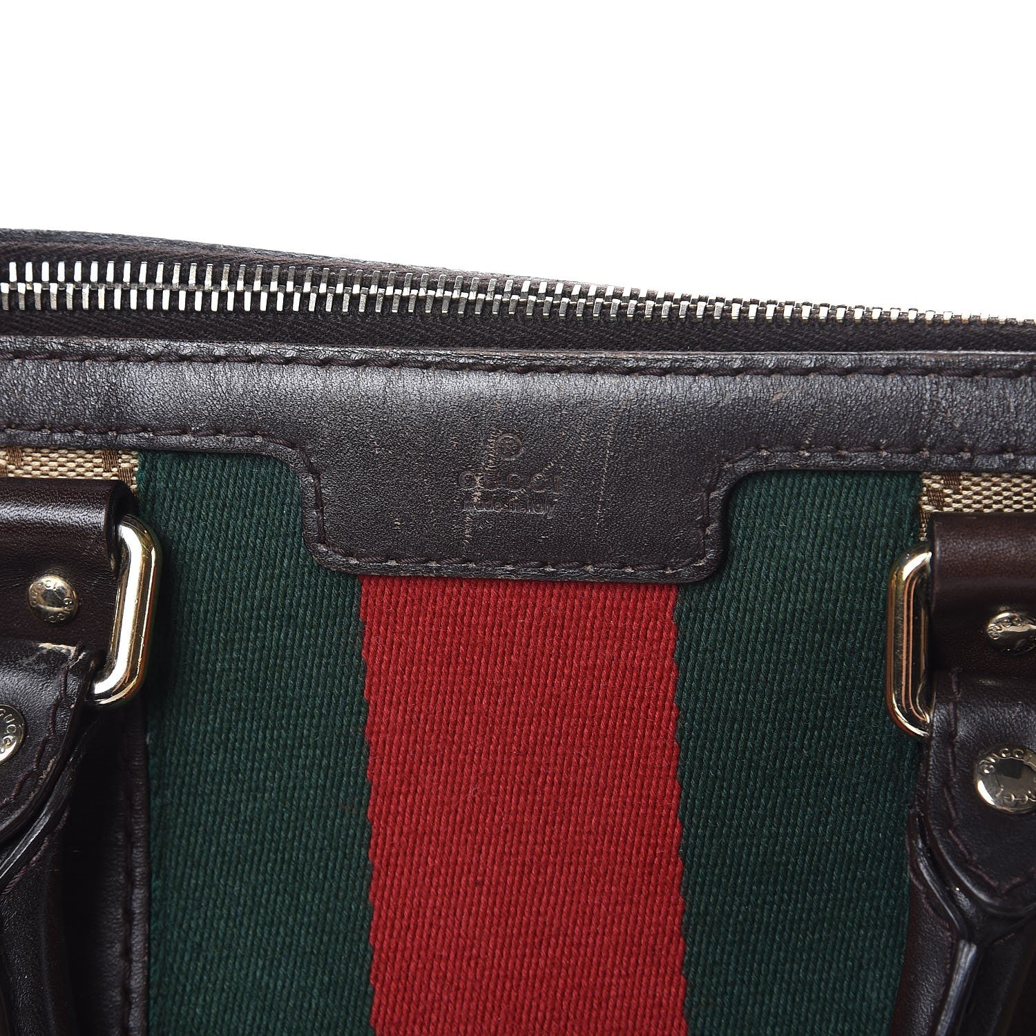 Gucci Monogram Vintage Web Medium Boston Dark Brown 17 of 28