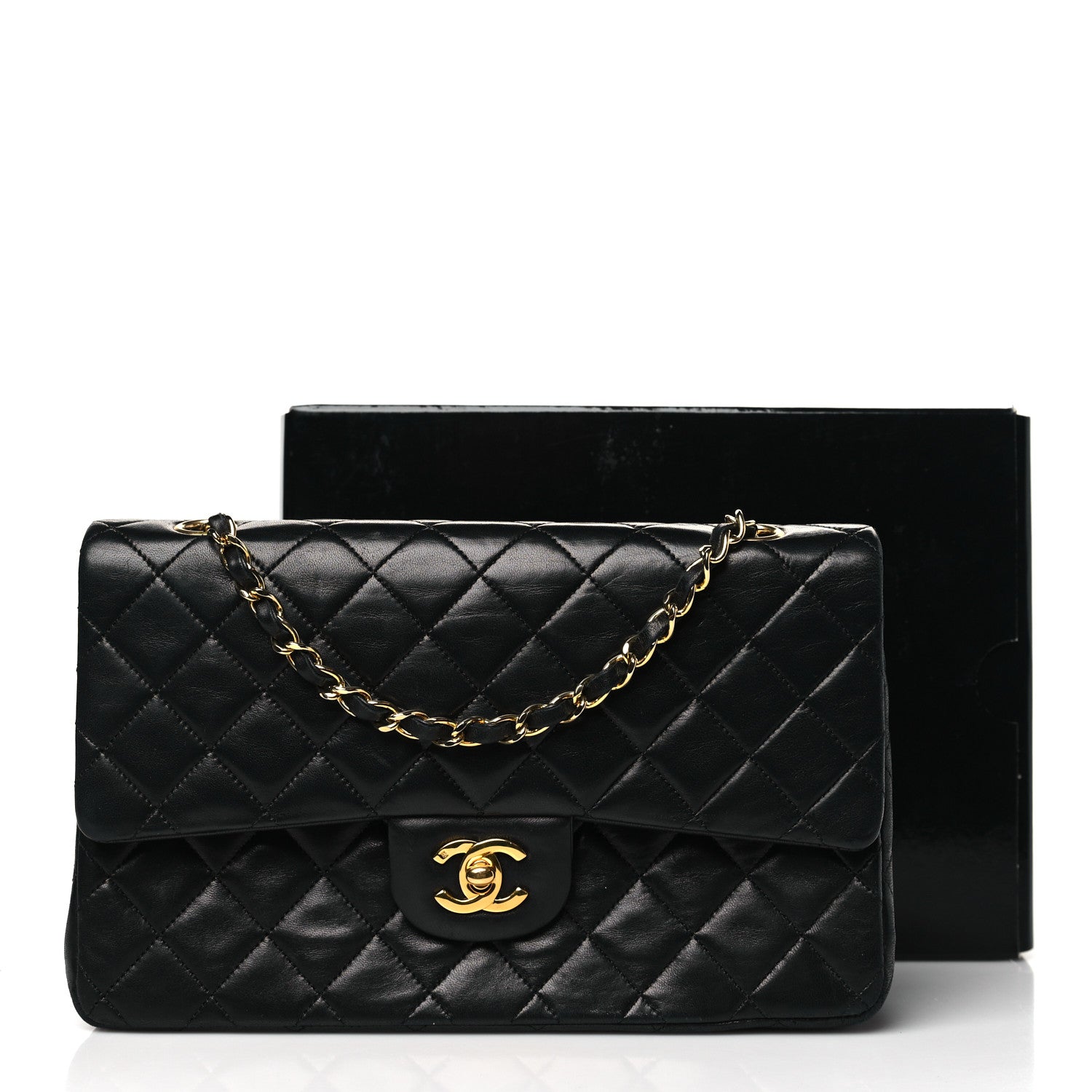 Chanel Lambskin Quilted Medium Double Flap Black 11 of 11