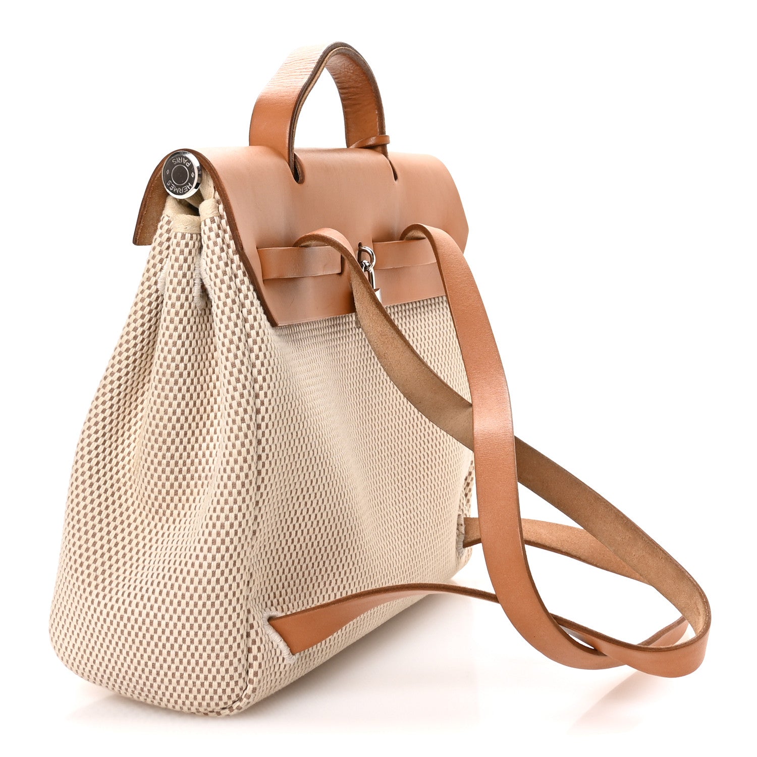 Hermes Toile Vache Calfskin Herbag 30 PM Backpack Natural 4 of 11