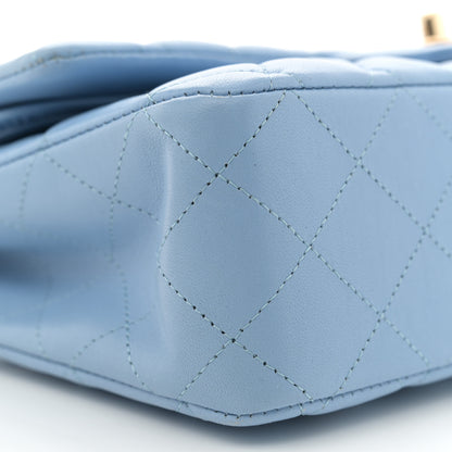 Chanel Lambskin Quilted Medium Double Flap  Light Blue 9 of 11