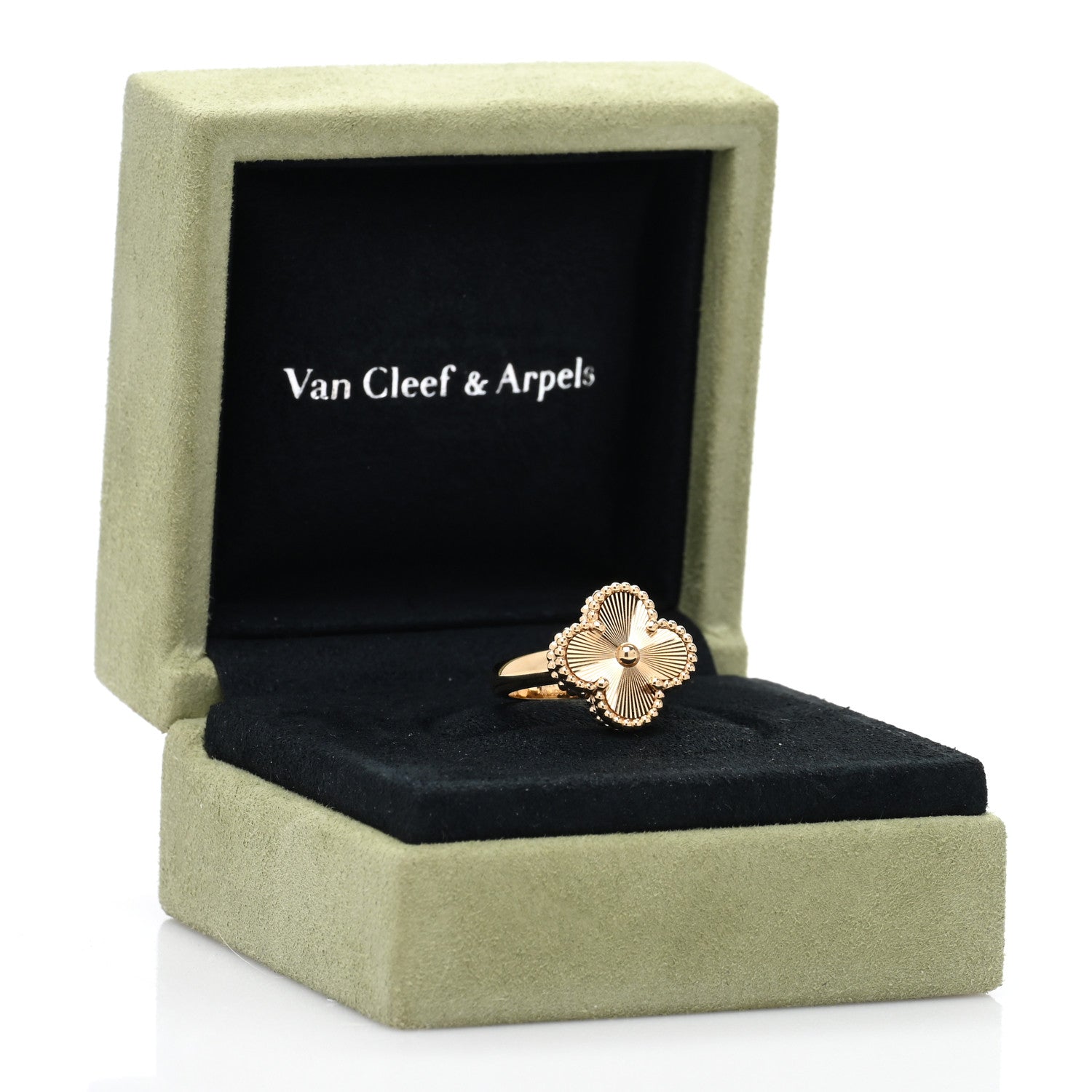 Van Cleef & Arpels 18K Yellow Gold Guilloche Vintage Alhambra Ring 49 5 5 of 5