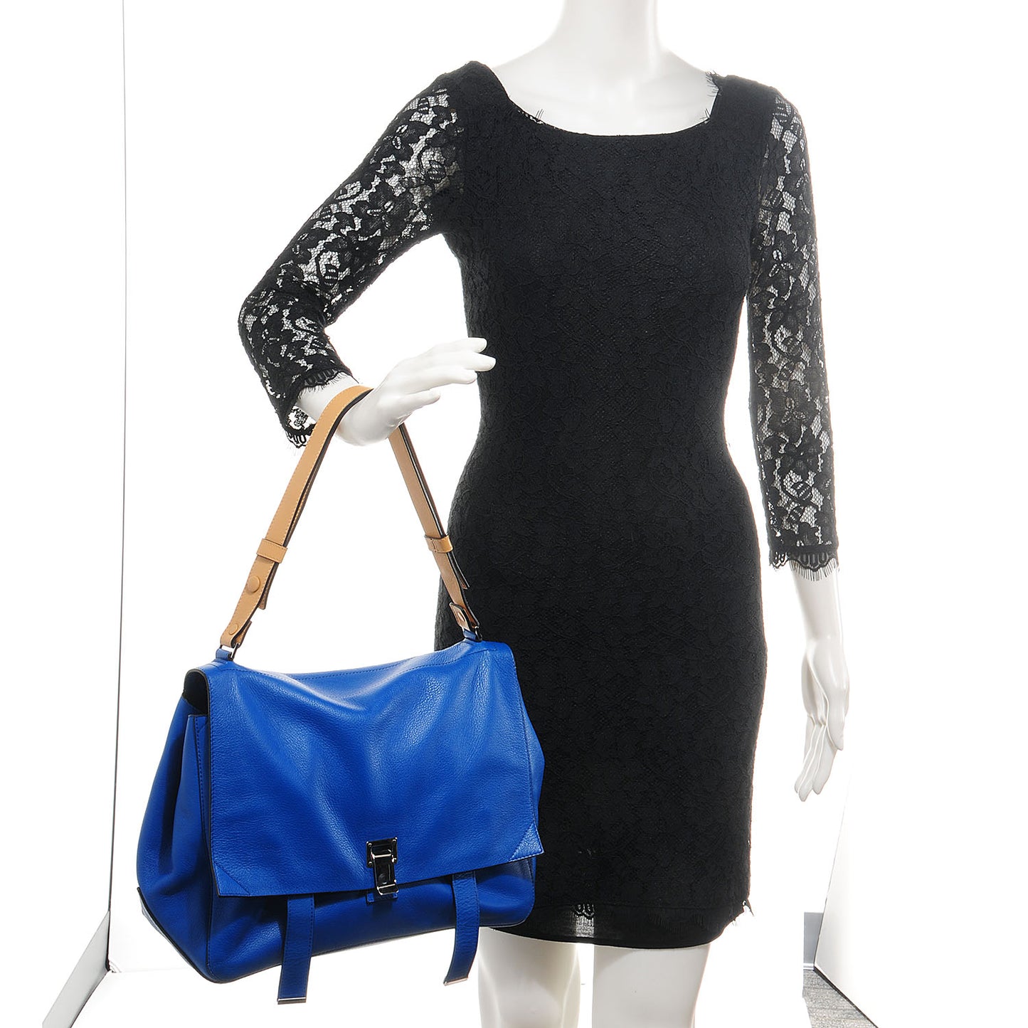 Leather Double Sided PS Courier Bag Blue Honey