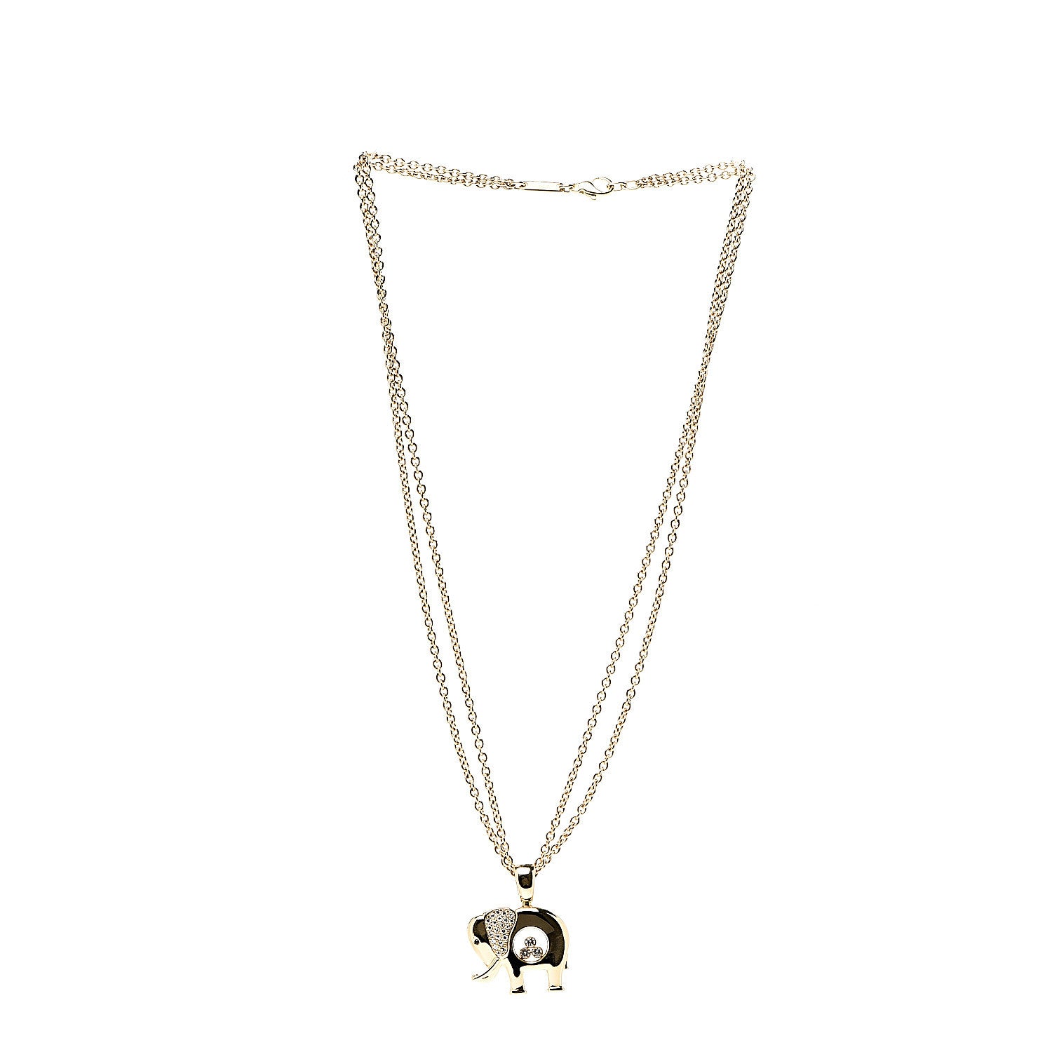 Chopard 18K Yellow Gold Sapphire Happy Diamonds Elephant Pendant Necklace 2 of 5