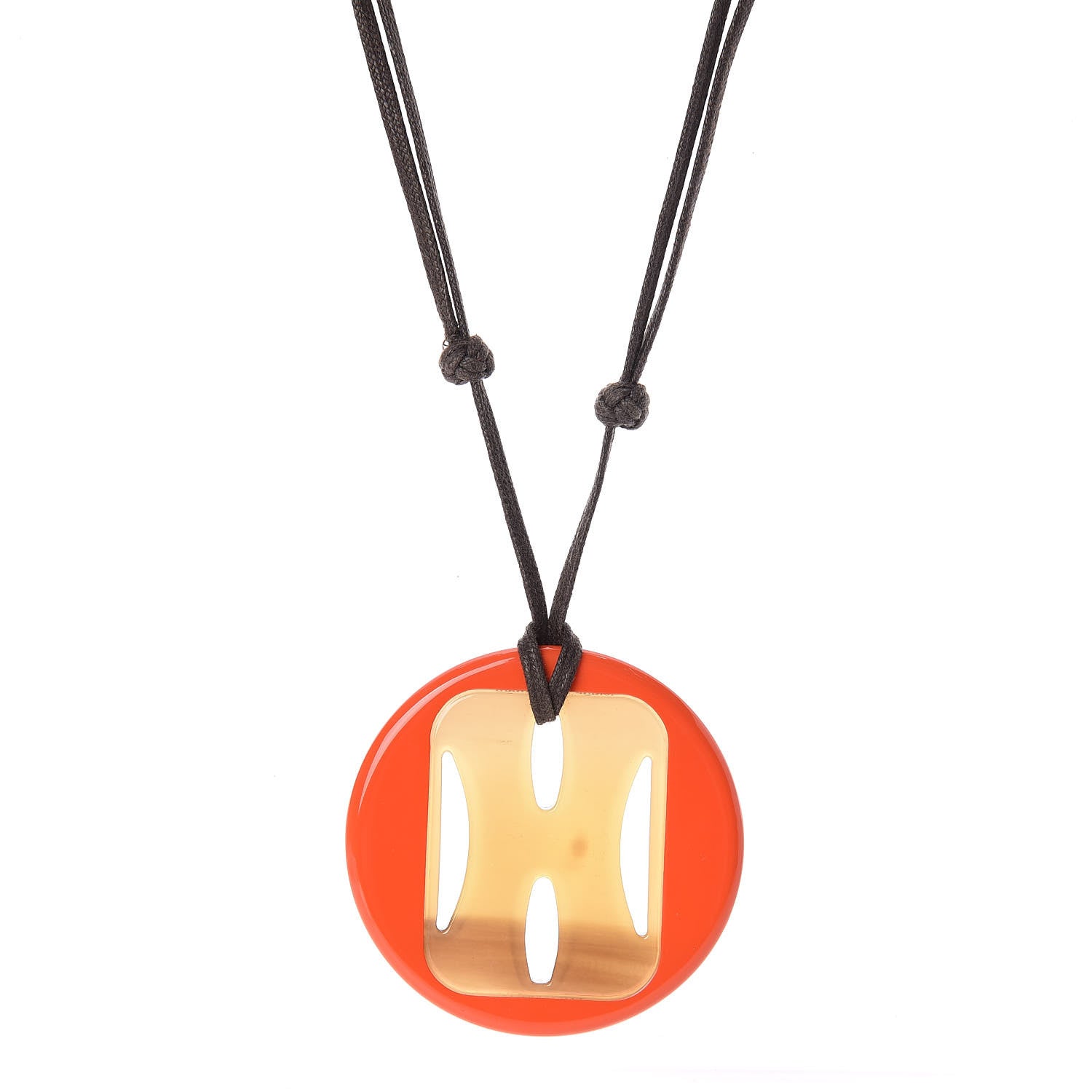 Hermes Buffalo Horn Lacquer Tonkin Necklace Orange 1 of 5