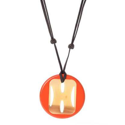 Hermes Buffalo Horn Lacquer Tonkin Necklace Orange 1 of 5