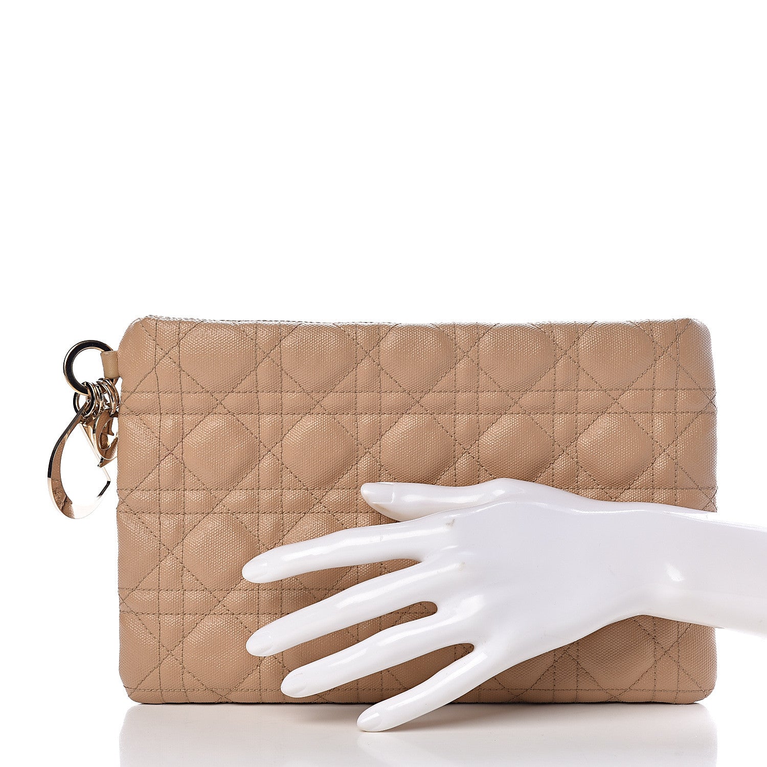 Christian Dior Coated Canvas Cannage Panarea Pouch Beige 2 of 10