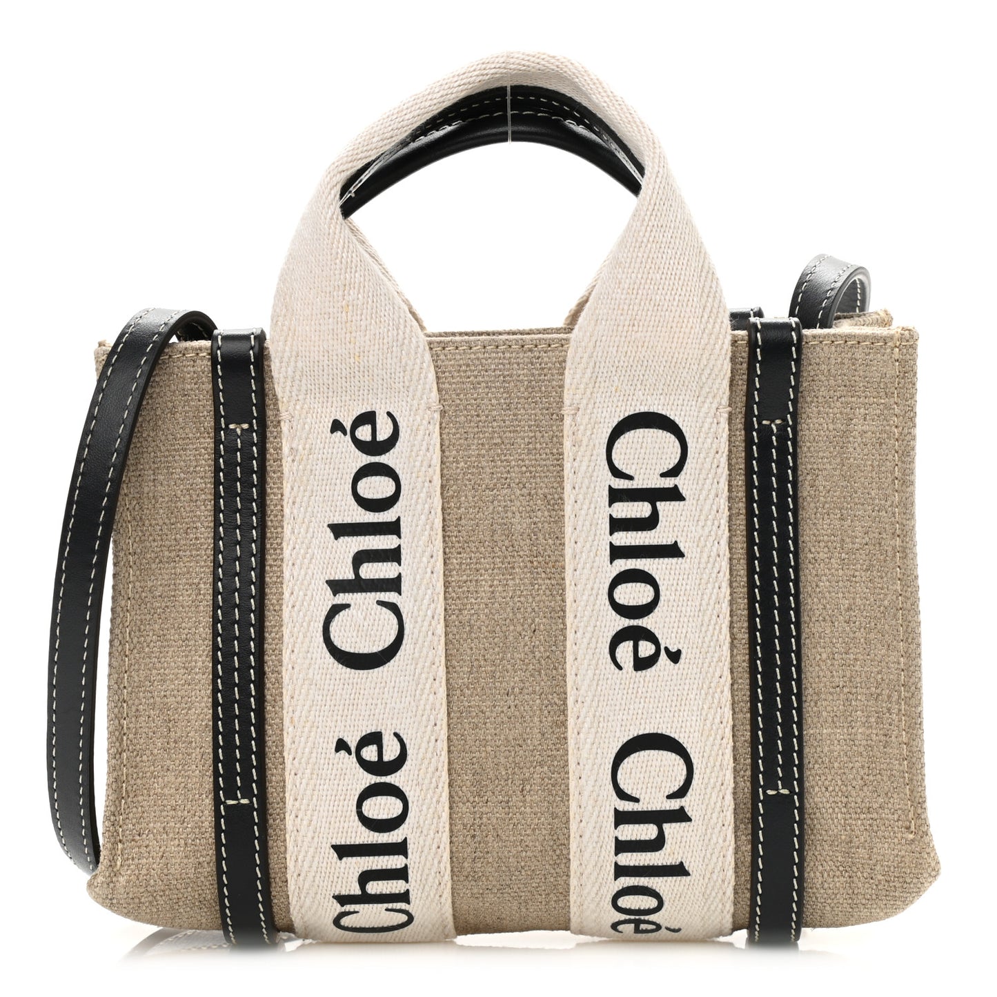 Cotton Calfskin Mini Woody Ribbon Tote White Blue