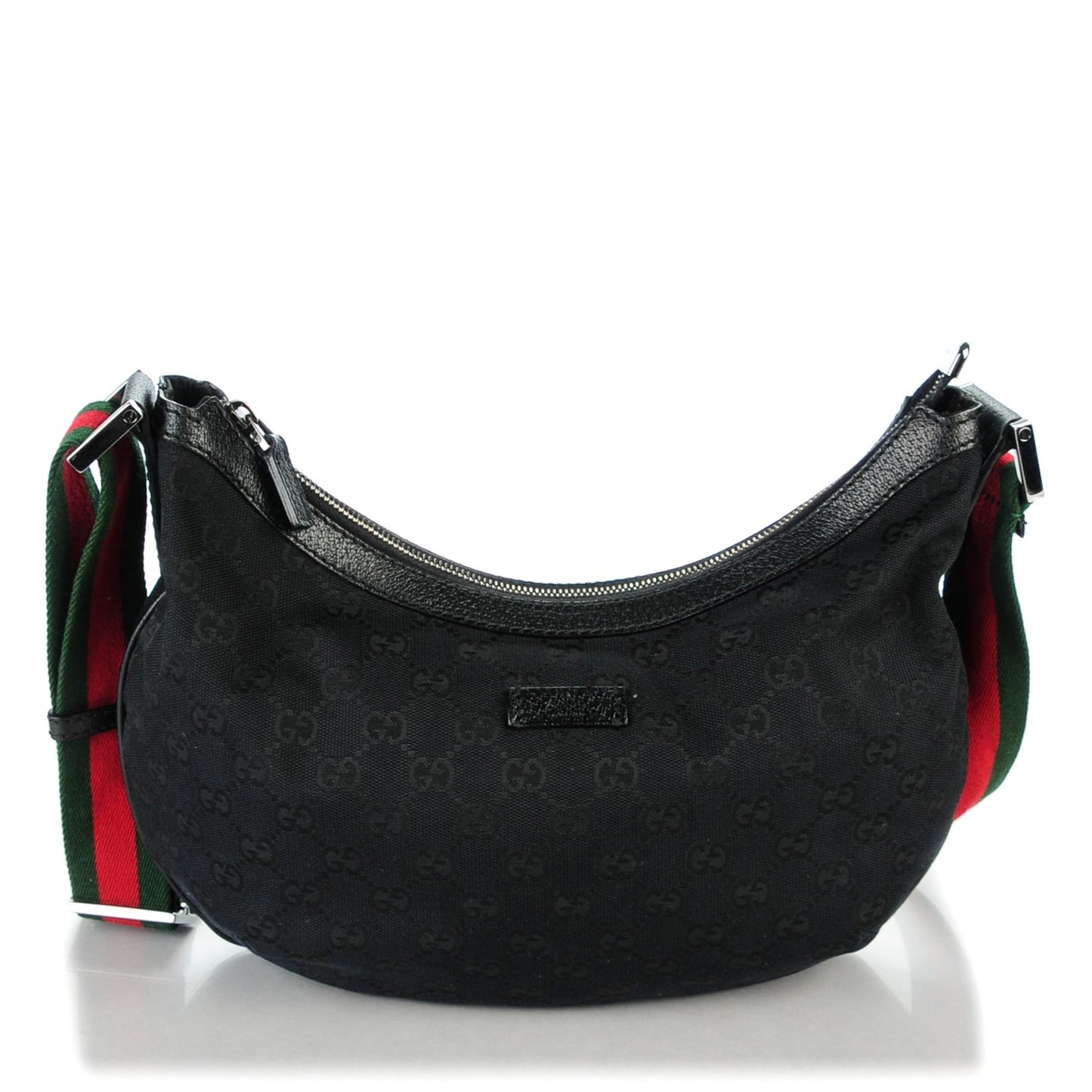 Monogram Web Medium Half Moon Hobo Black