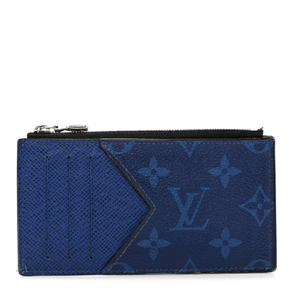 Louis Vuitton Monogram Taiga Coin Card Holder Cobalt 1 of 11