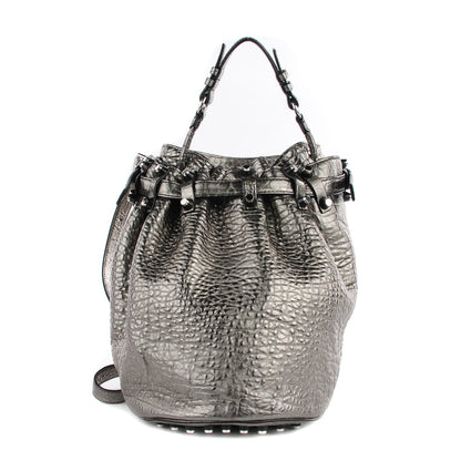 Alexander Wang Metallic Pebbled Lambskin Diego Bucket Bag Carbon Gunmetal Hardware 1 of 6