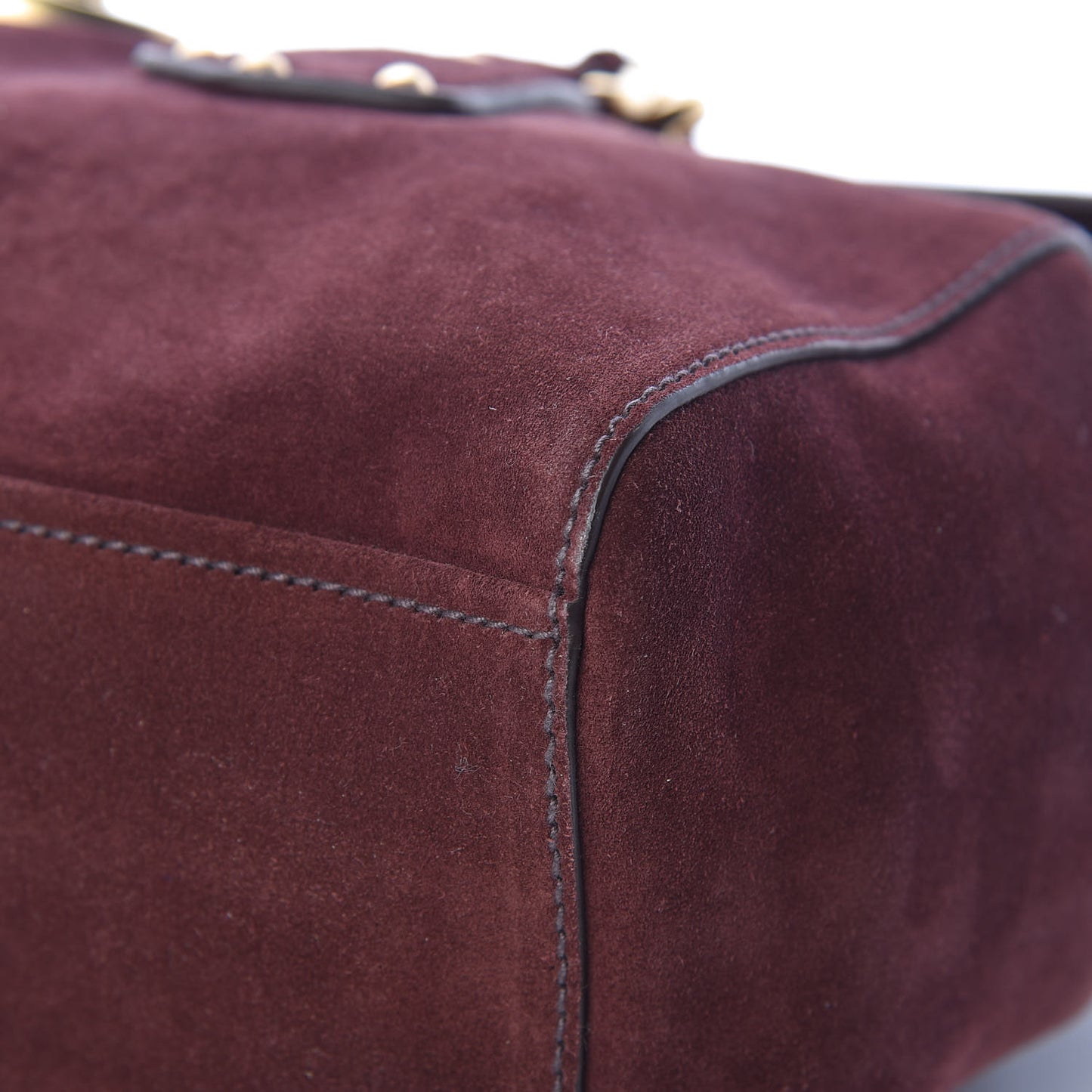Scamosciato Suede Foldover Pushlock Chain Satchel Prugna