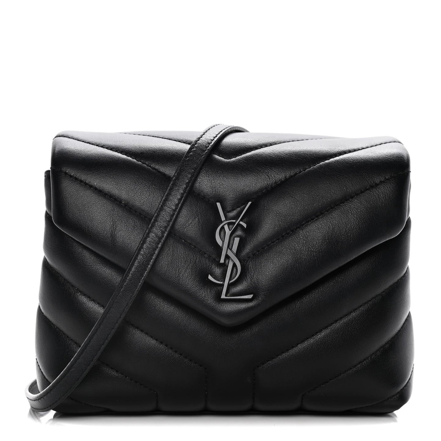 Calfskin Y Quilted Monogram Toy Loulou Crossbody Bag Black