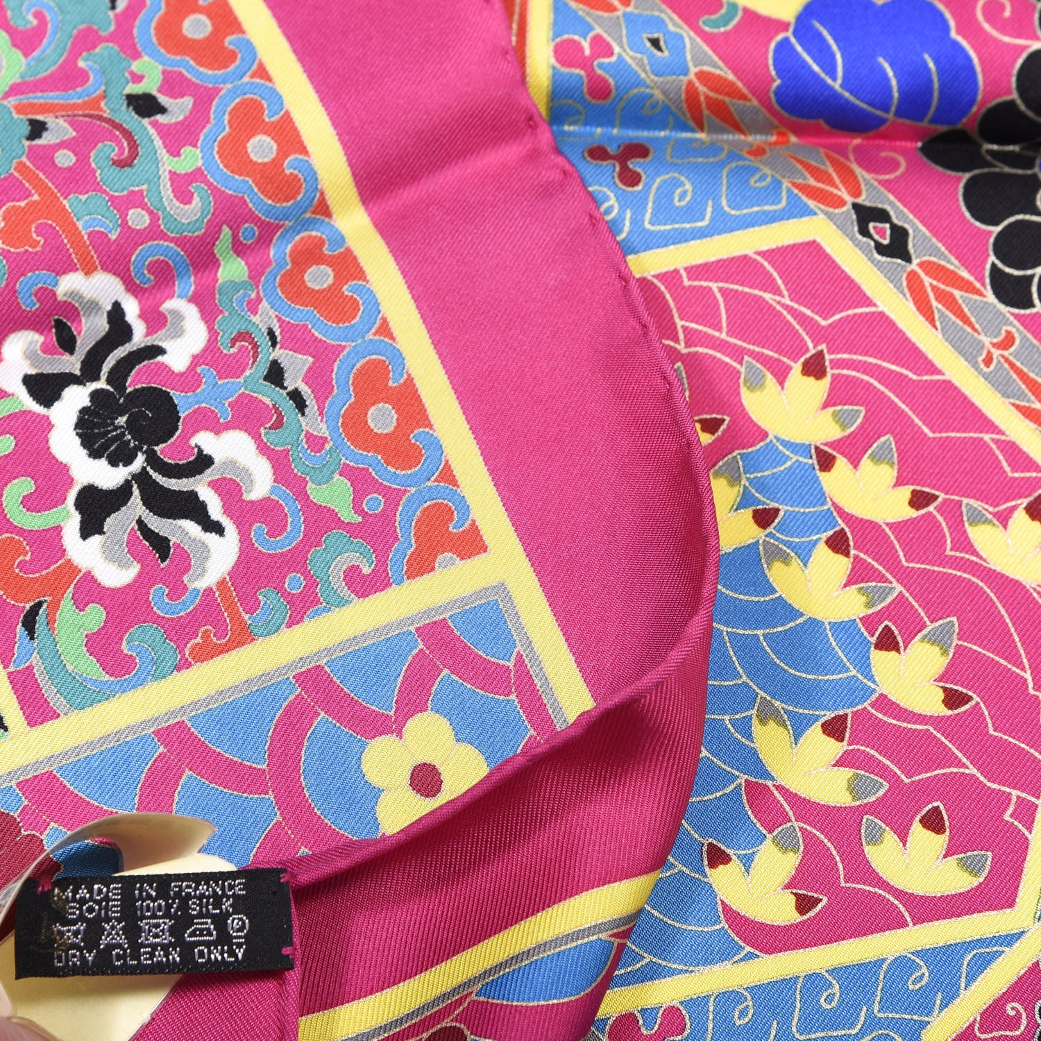 Hermes Silk Collections Imperiales Scarf 90 Fuchsia Vert Black 4 of 4