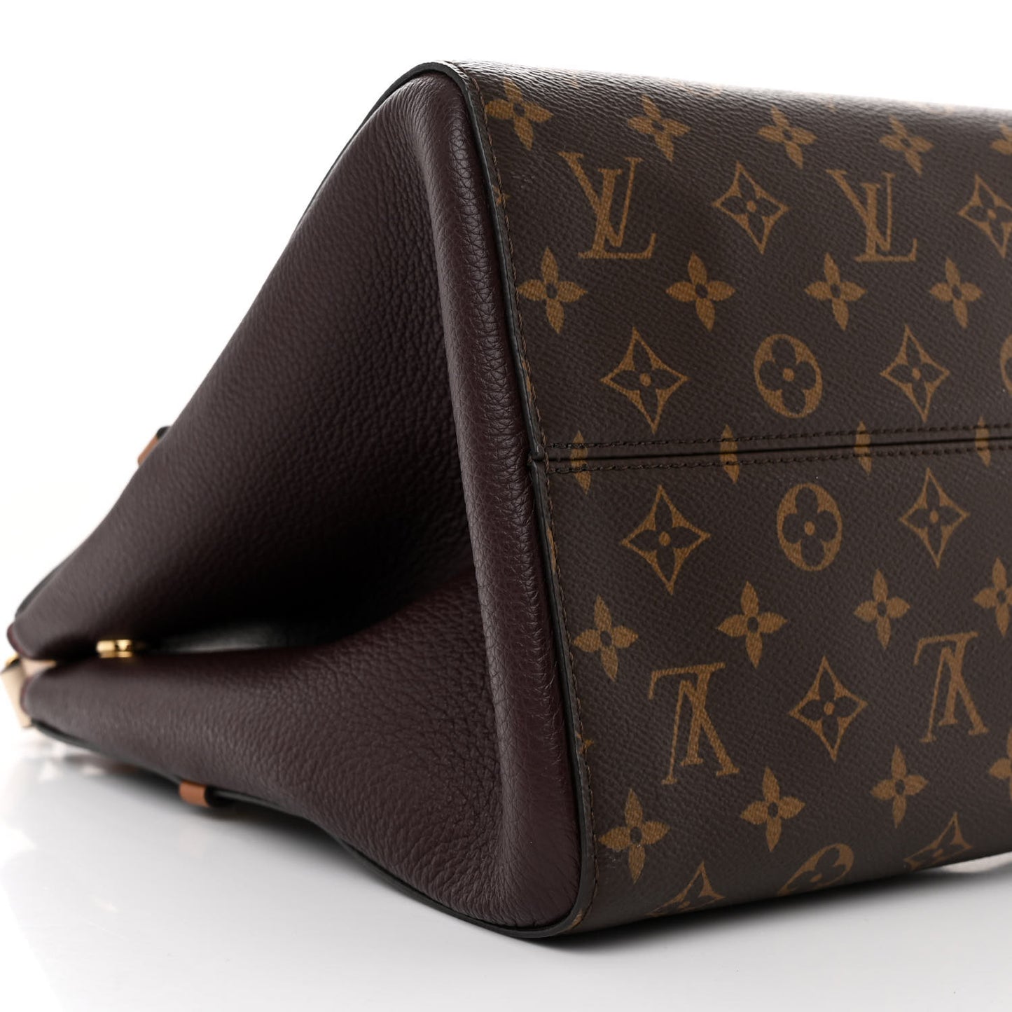 Calfskin Monogram Fold Tote MM Black Wine Cream