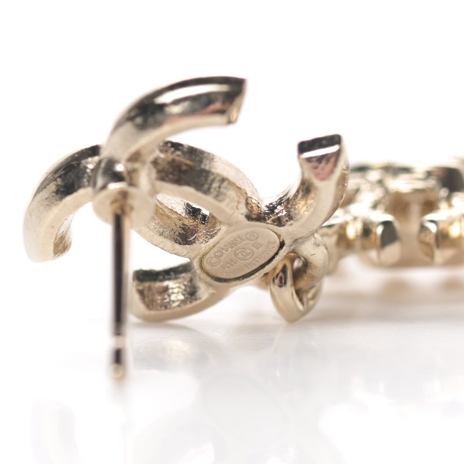 Chanel Crystal Snowflake CC Drop Earrings Gold 4 of 5