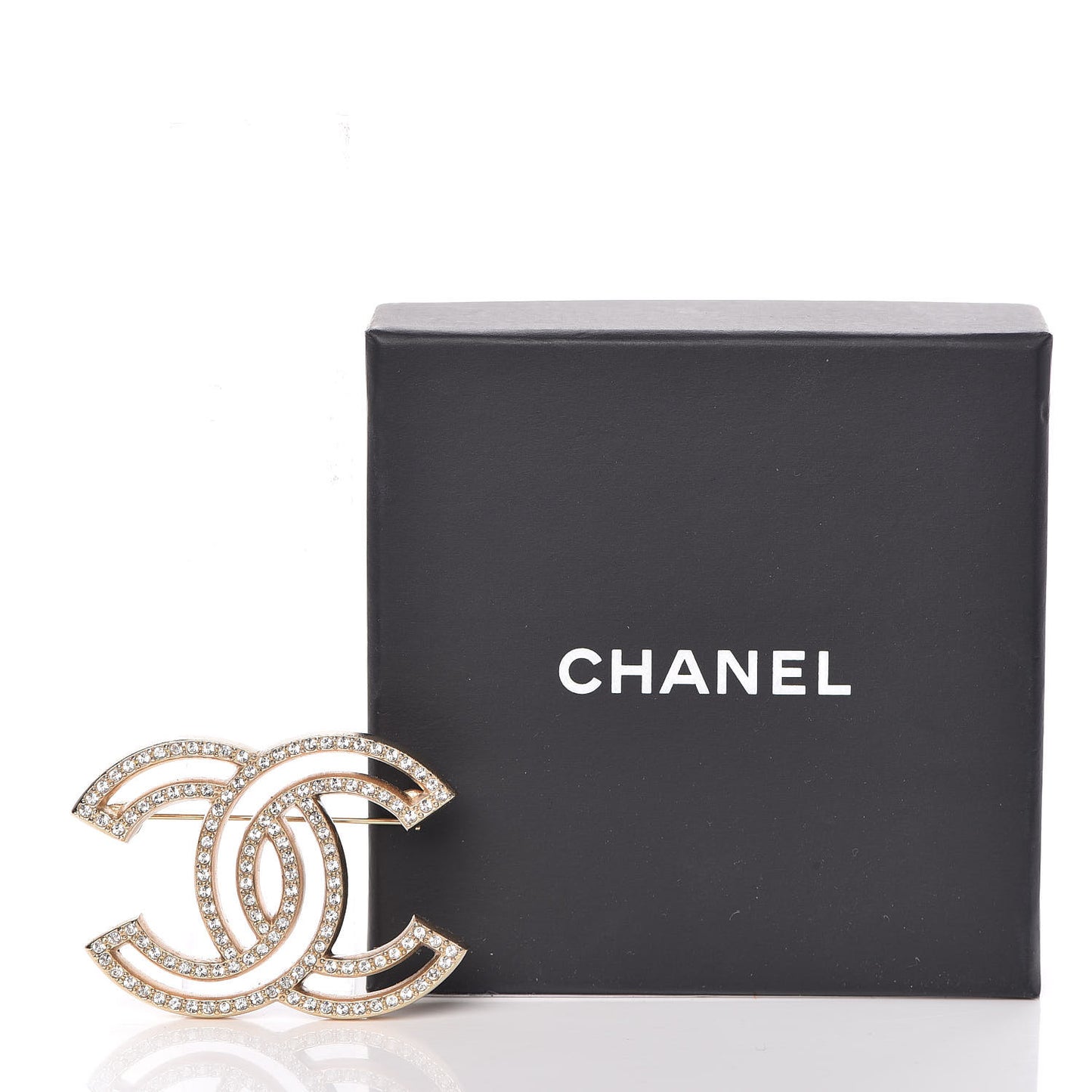Crystal CC Brooch Gold