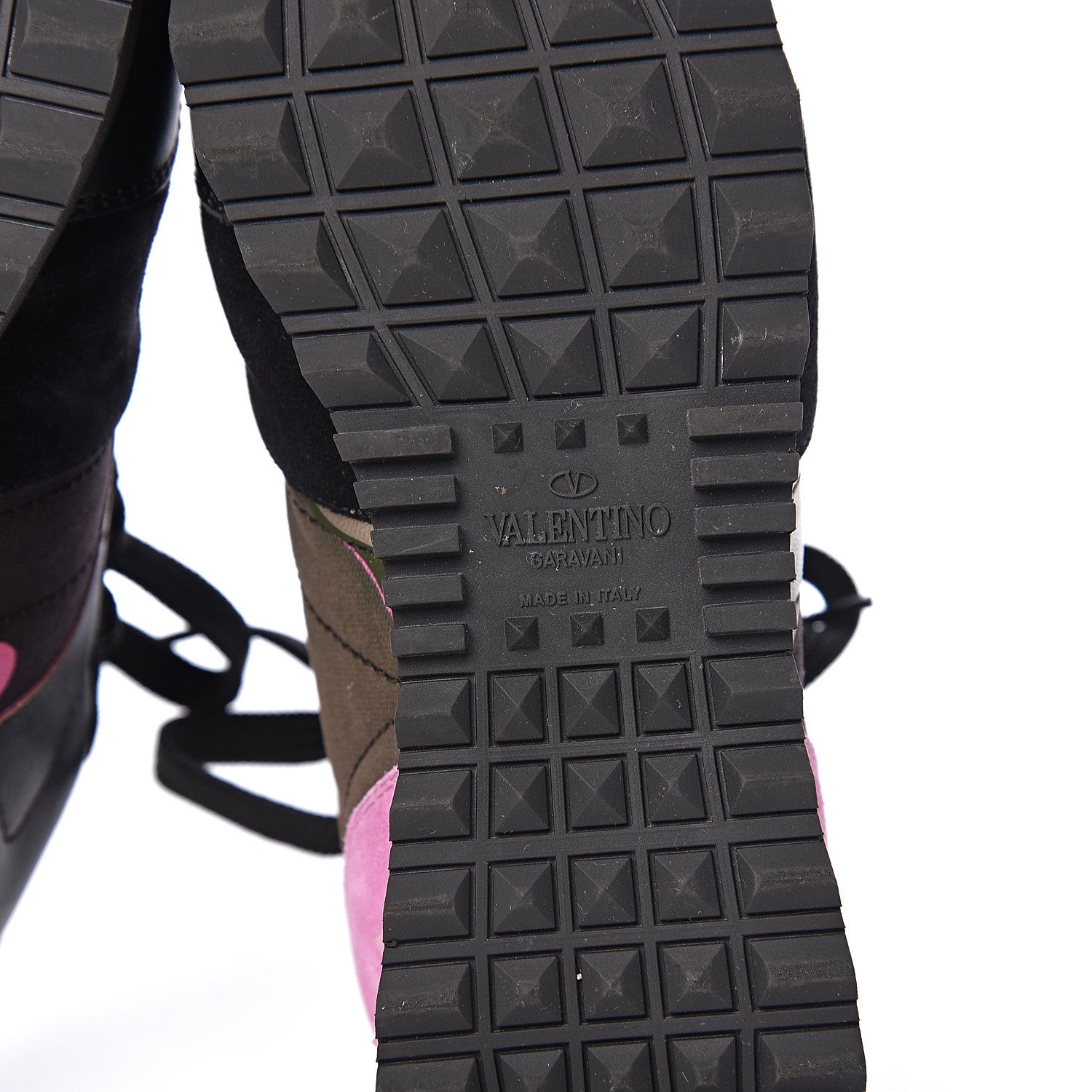 Valentino Garavani Nappa Fabric Suede Camouflage Womens Rockrunner Sneakers 35 Hot Pink 6 of 11