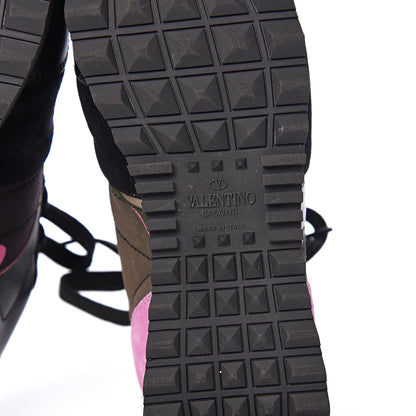 Valentino Garavani Nappa Fabric Suede Camouflage Womens Rockrunner Sneakers 35 Hot Pink 6 of 11