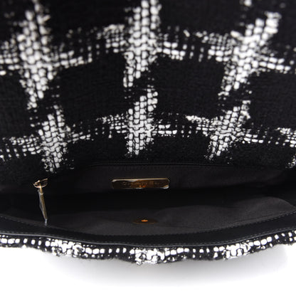 Chanel Tweed Quilted Medium 19 Flap Black White 5 of 10