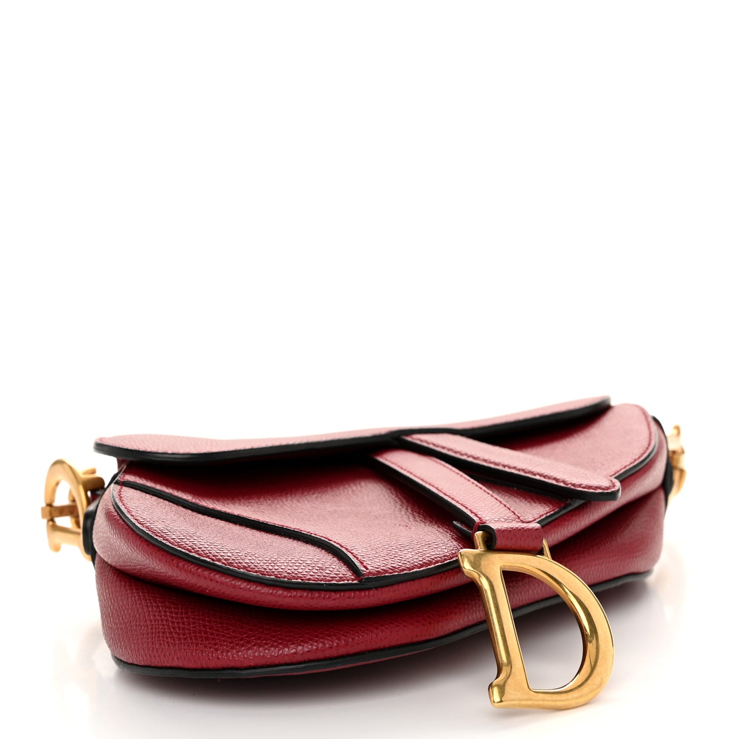 Grained Calfskin Mini Saddle Bag Red