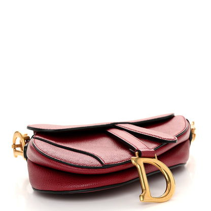Christian Dior Grained Calfskin Mini Saddle Bag Red 4 of 11