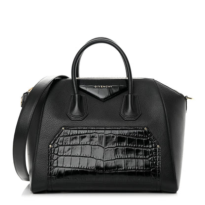 Givenchy Calfskin Crocodile Embossed Medium Antigona Black 1 of 16