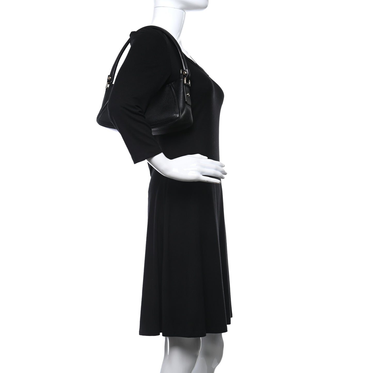 Calfskin D Ring Abbey Pochette Black