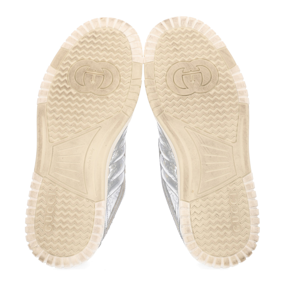 Guccissima Mirror Effect Womens Re-Web Sneakers 37 Silver