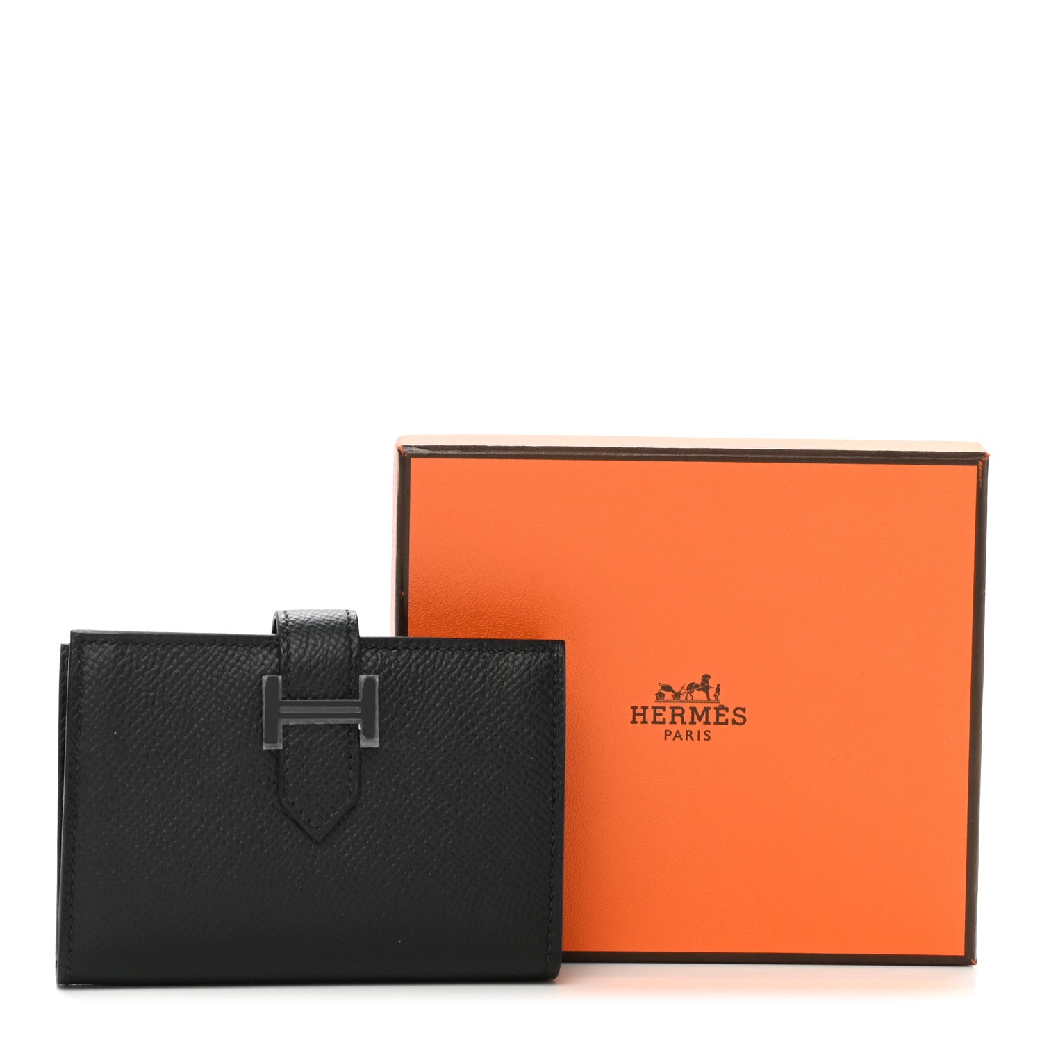 Hermes Epsom Monochrome Bearn Card Holder Wallet Black 7 of 7