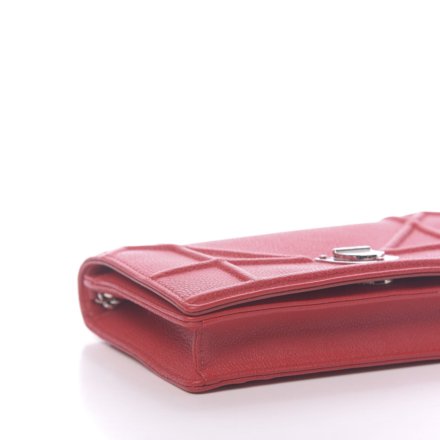 Christian Dior Grained Calfskin Diorama Wallet on Chain Pouch Rouge Vif 8 of 13