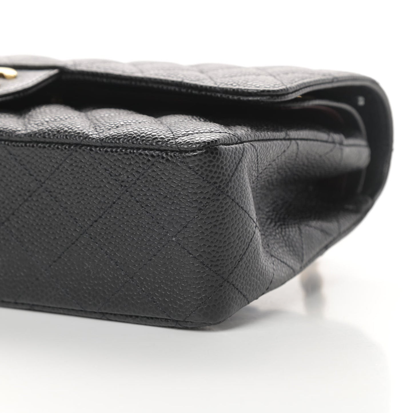 Caviar Quilted Medium Double Flap Black