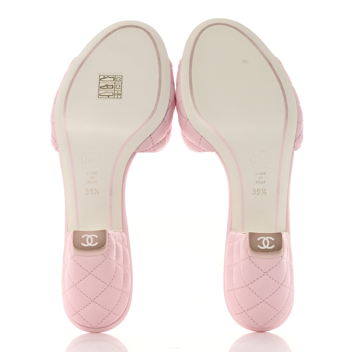 Lambskin Quilted Textured CC Mules 39.5 Light Pink