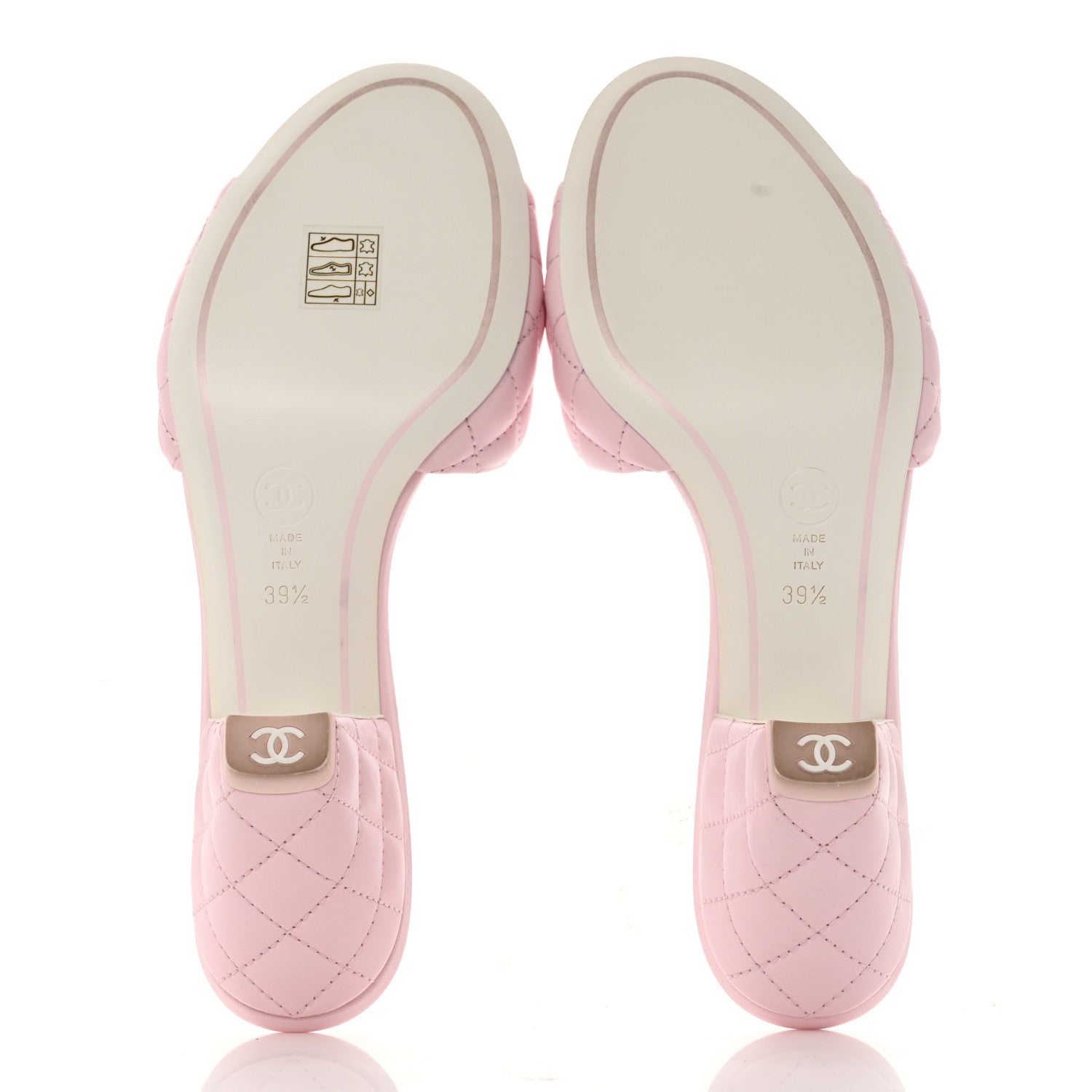 Chanel Lambskin Quilted Textured CC Mules 39.5 Light Pink 6 of 10