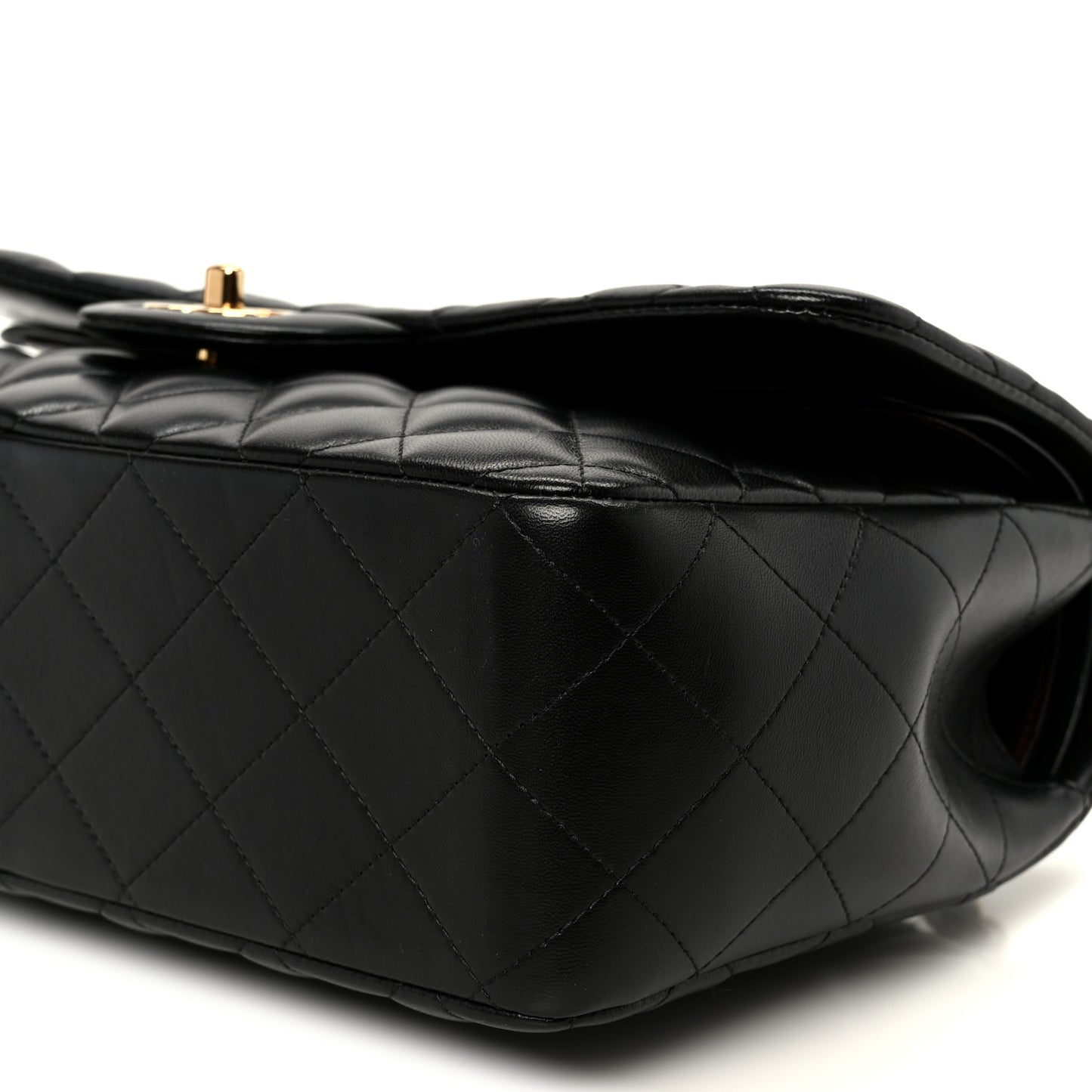 Lambskin Quilted Jumbo Double Flap Black