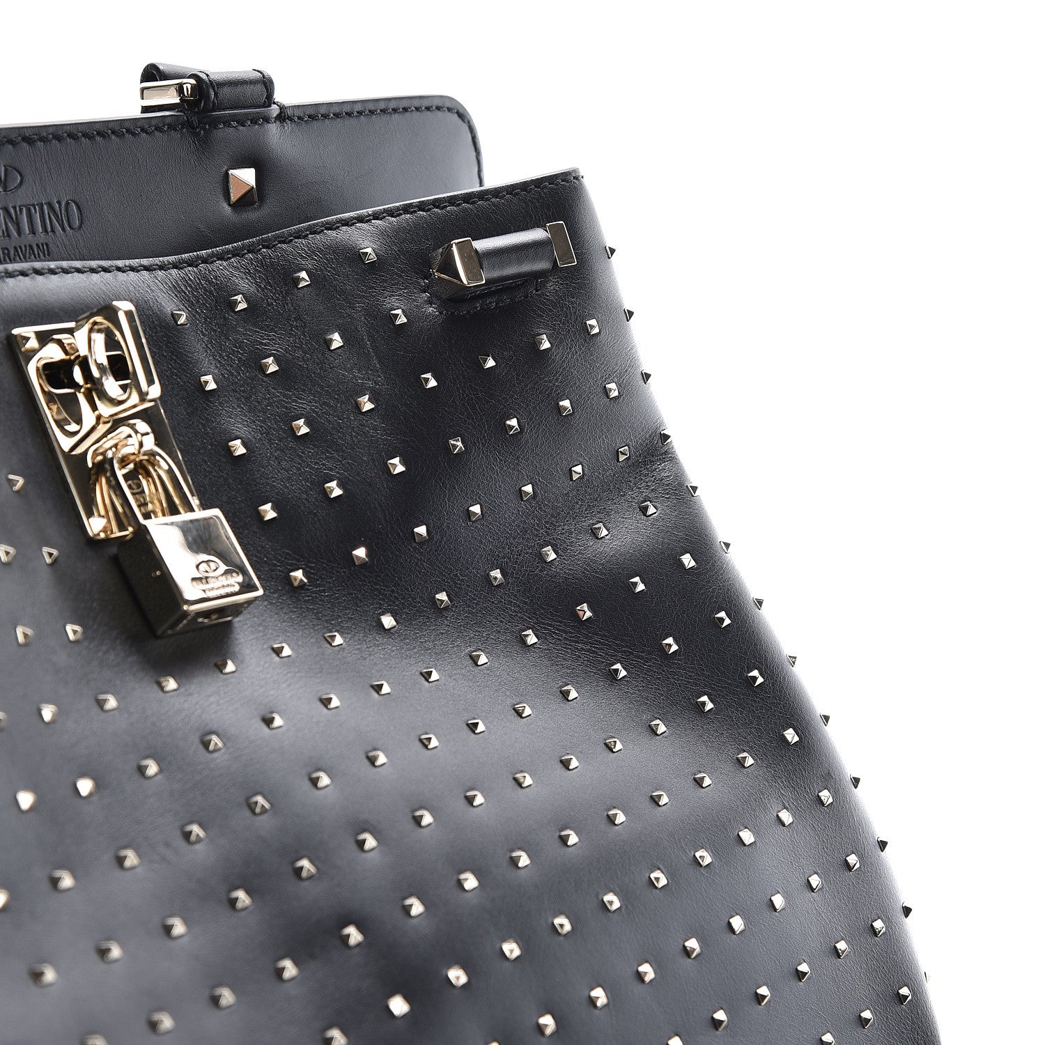 Valentino Garavani Calfskin Studded Medium Joylock Satchel Black 17 of 17