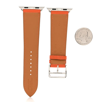Hermes Epsom 42mm Apple Watch Single Tour Band Orange 2 of 4