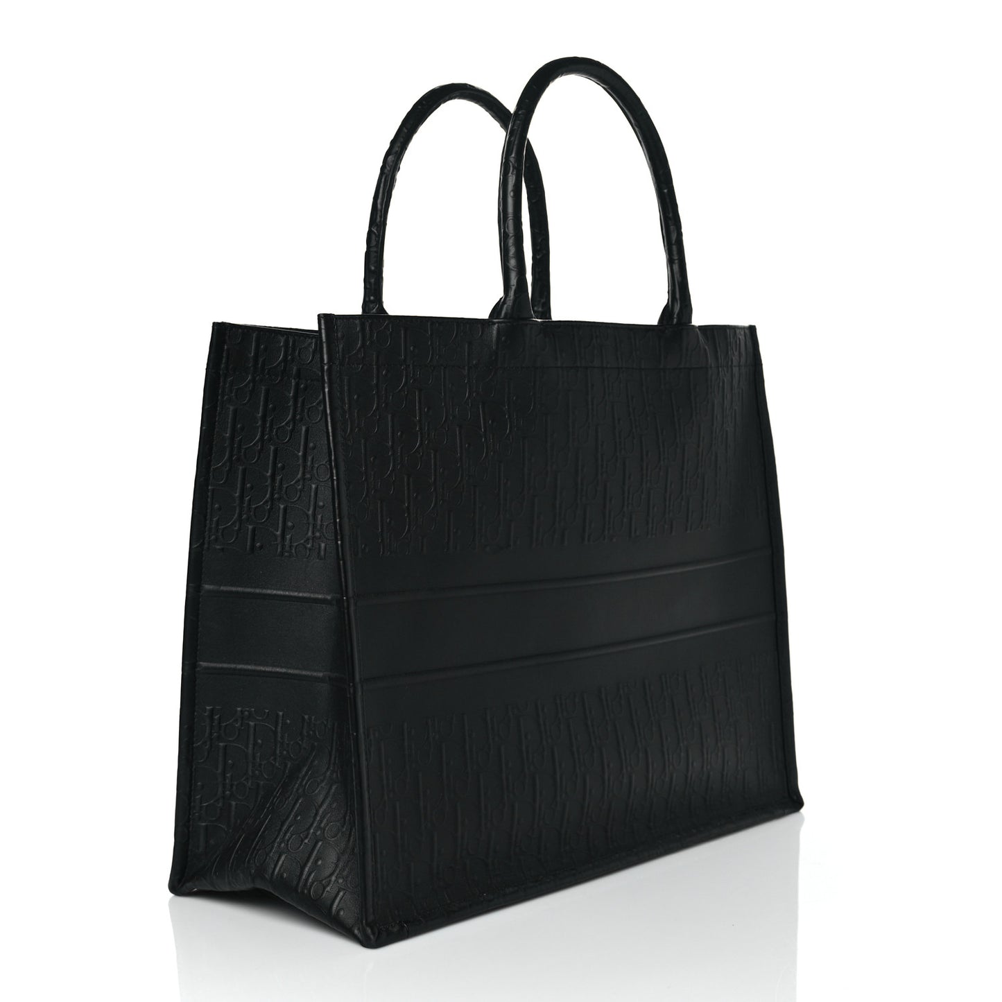 Oblique Calfskin Embossed Medium Book Tote Black