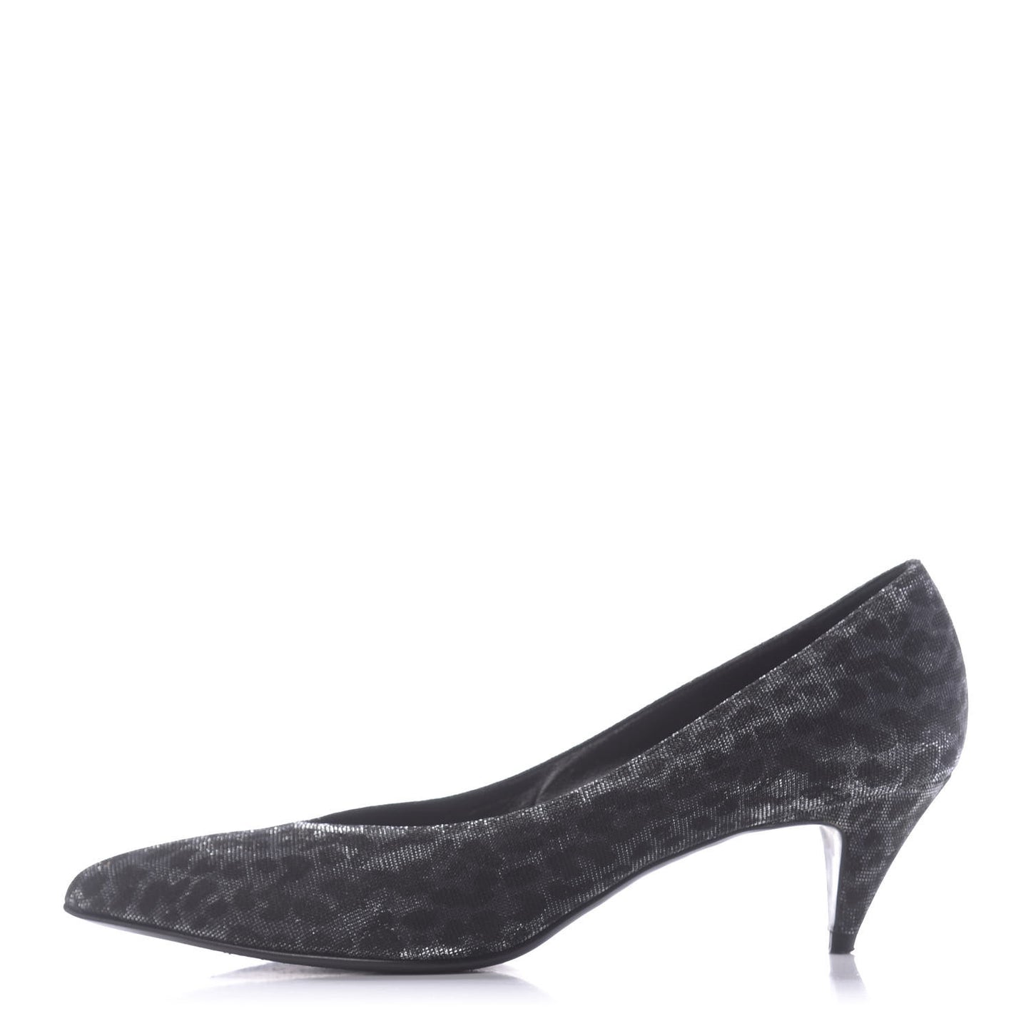 Leopard Lame Double Cat Pumps 37.5 Silver