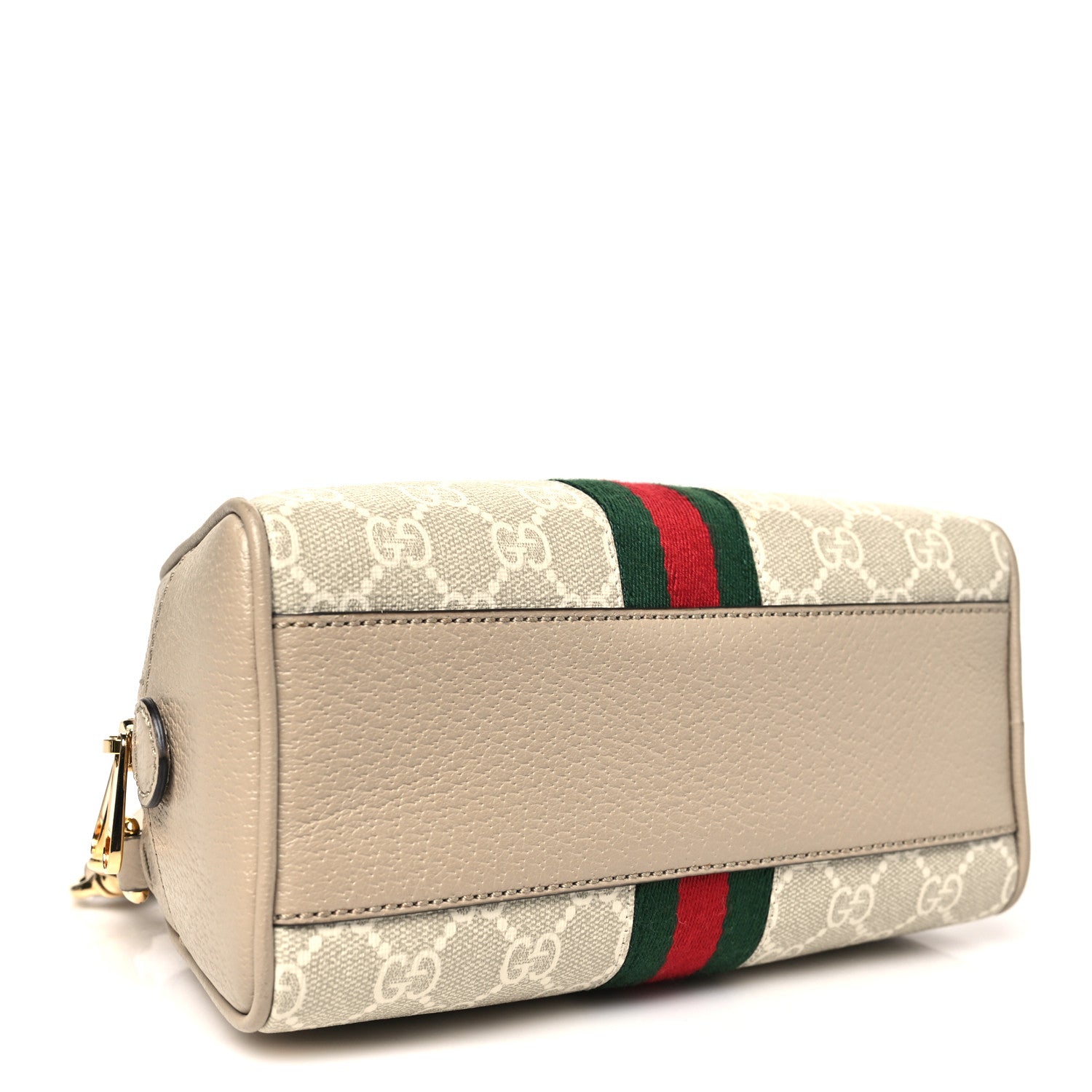 Gucci GG Supreme Monogram Textured Dollar Calfskin Web Mini Ophidia Top Handle Bowler Bag Beige Mystic White Oatmeal 4 of 10