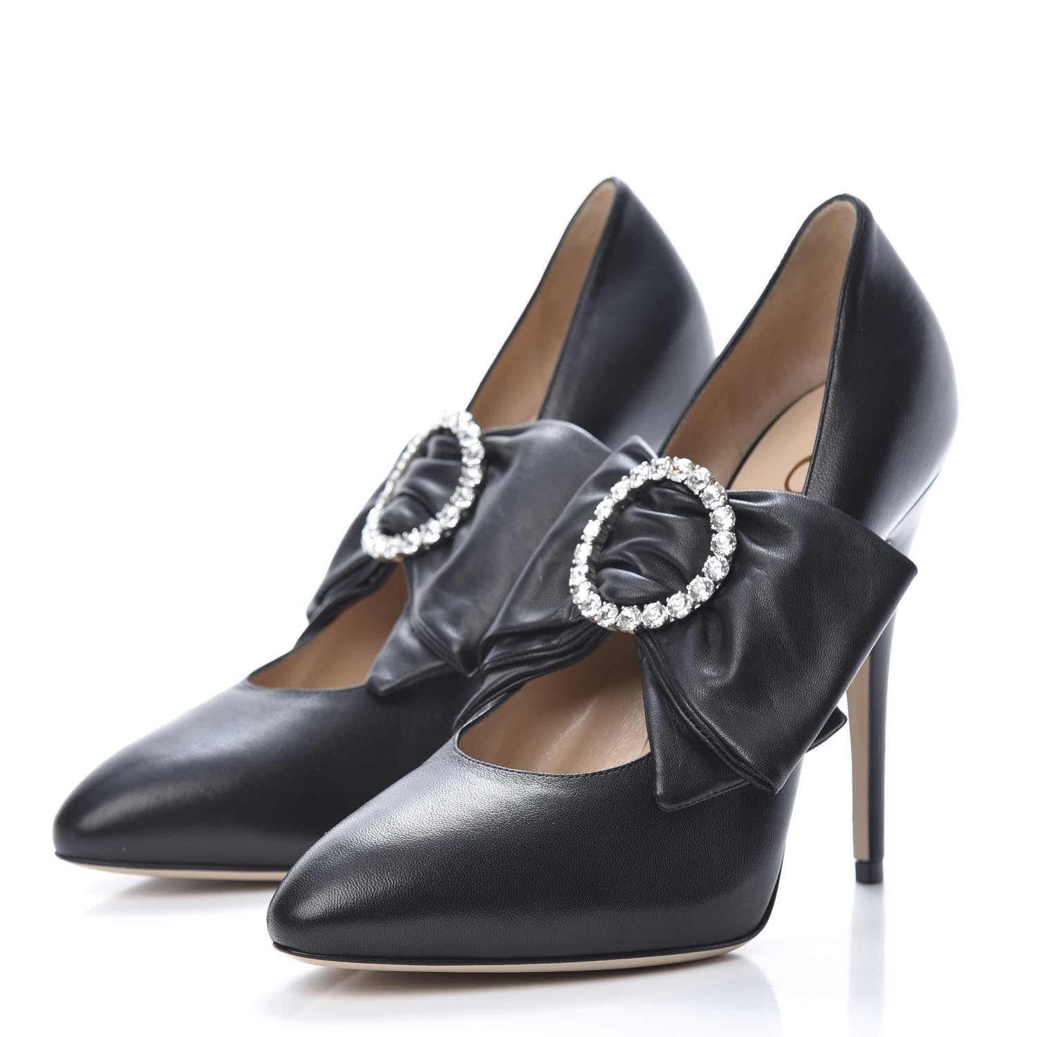 Gucci Nappa Removable Bow Elaisa Platform High Heel Pumps 38 Black 4 of 11