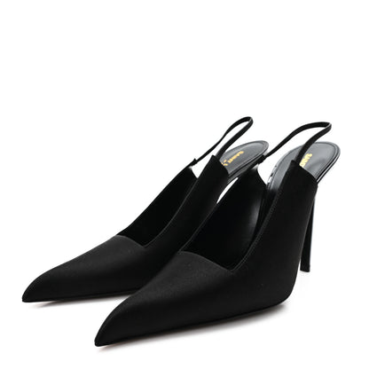 Saint Laurent Raso Regale Raven 110 Slingback Pumps 38.5 Black 4 of 10