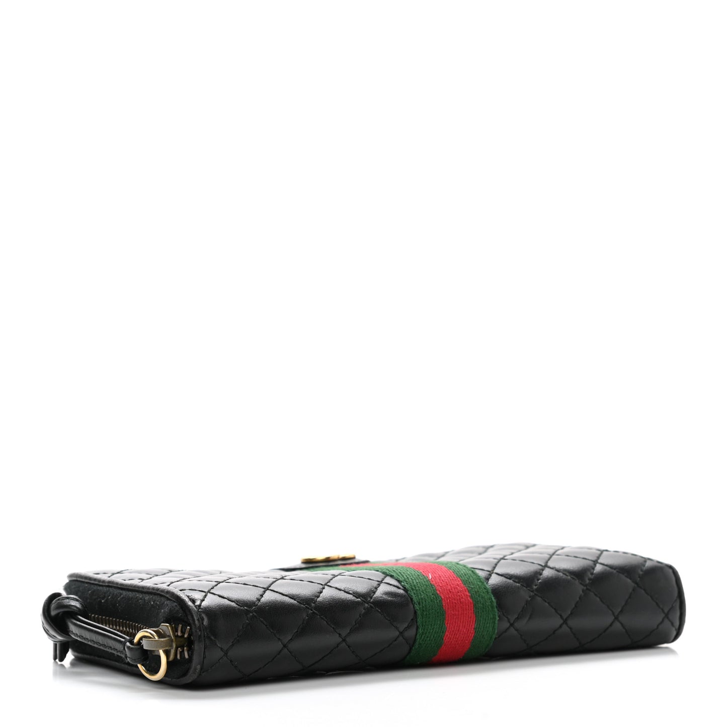 Calfskin Web Trapuntata GG Zip Around Wallet Black