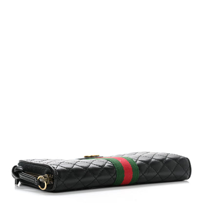 Gucci Calfskin Web Trapuntata GG Zip Around Wallet Black 4 of 9