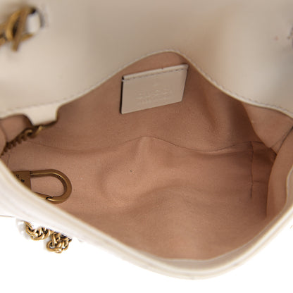 Gucci Calfskin Matelasse Super Mini GG Marmont Shoulder Bag White 4 of 10