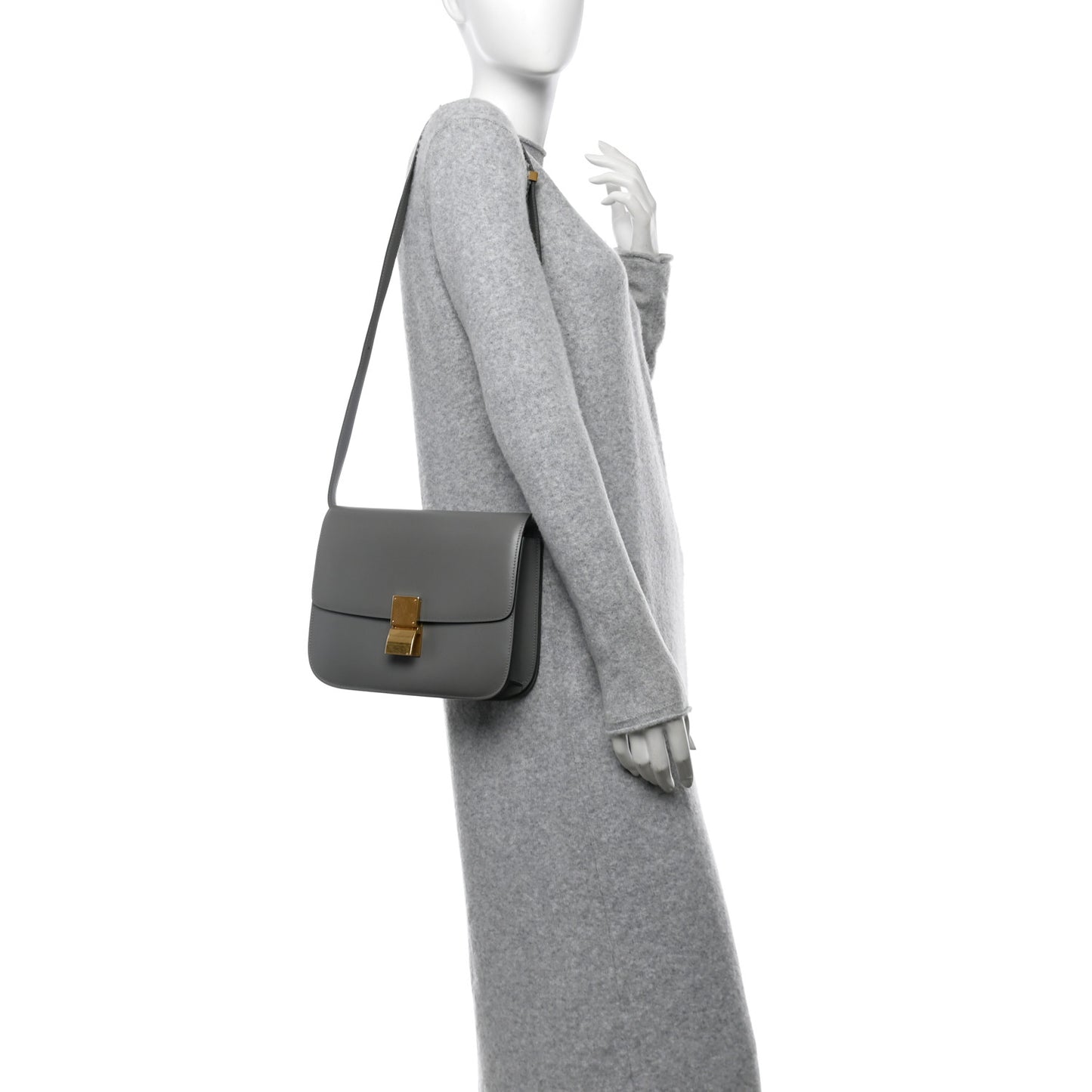 Box Calfskin Medium Classic Box Flap Bag Zinc