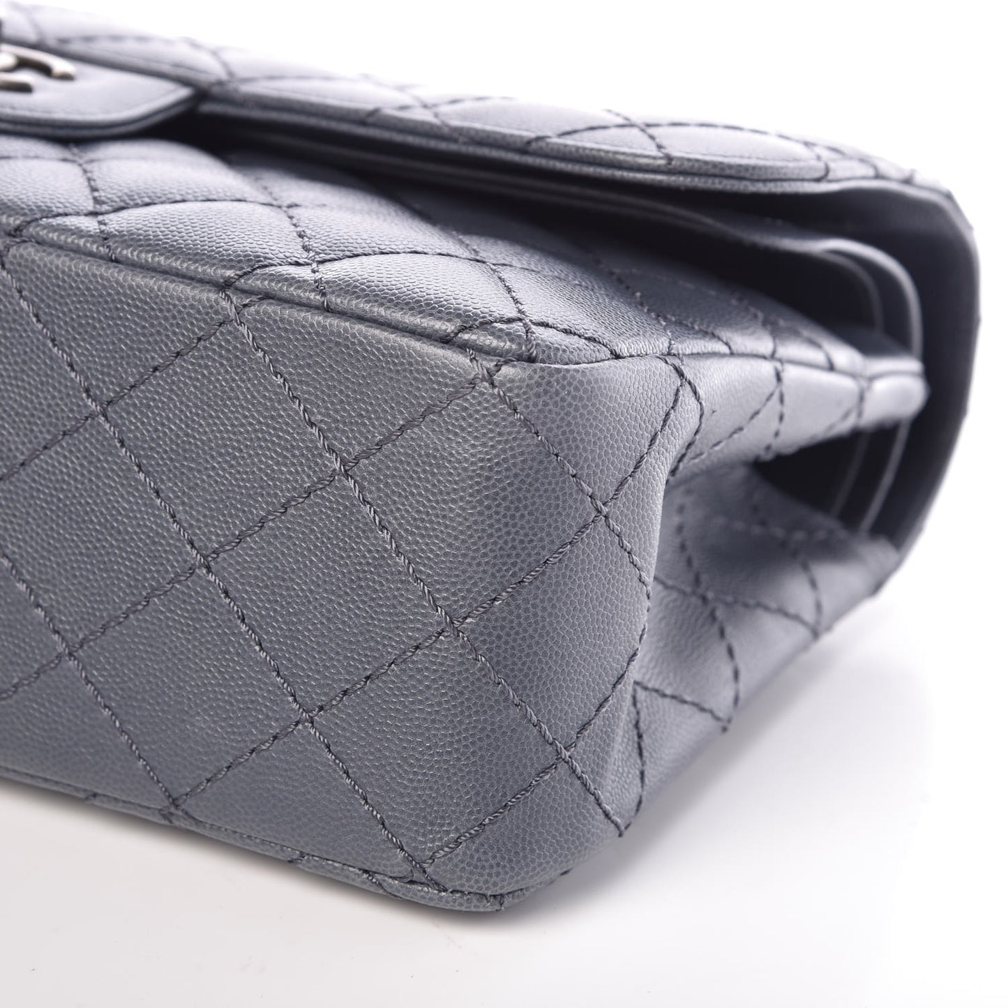 Caviar Quilted Jumbo Double Flap Blue