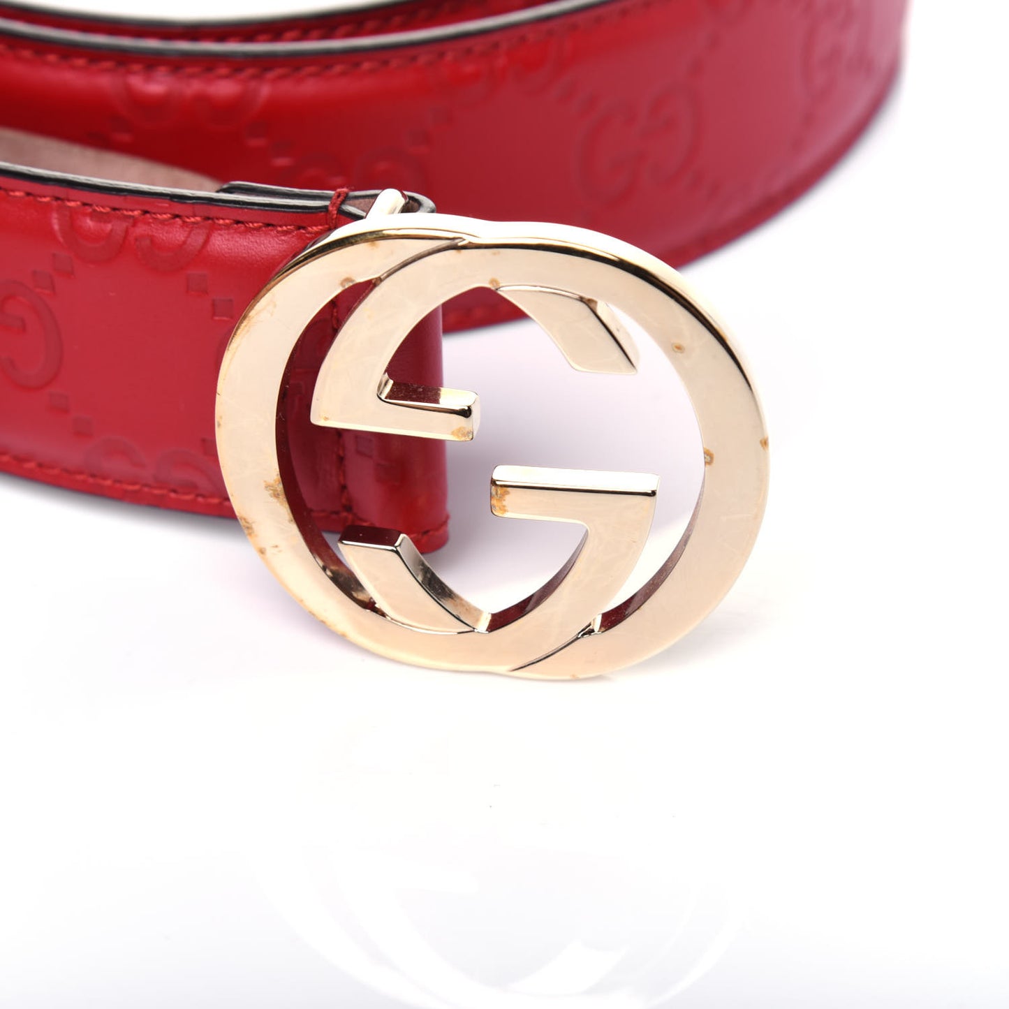 Guccissima Signature Interlocking G 37mm Belt 90 36 Hibiscus Red