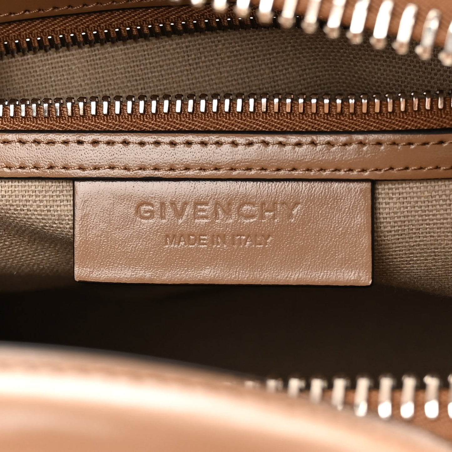 Shiny Lord Calfskin Small Antigona Dark Beige